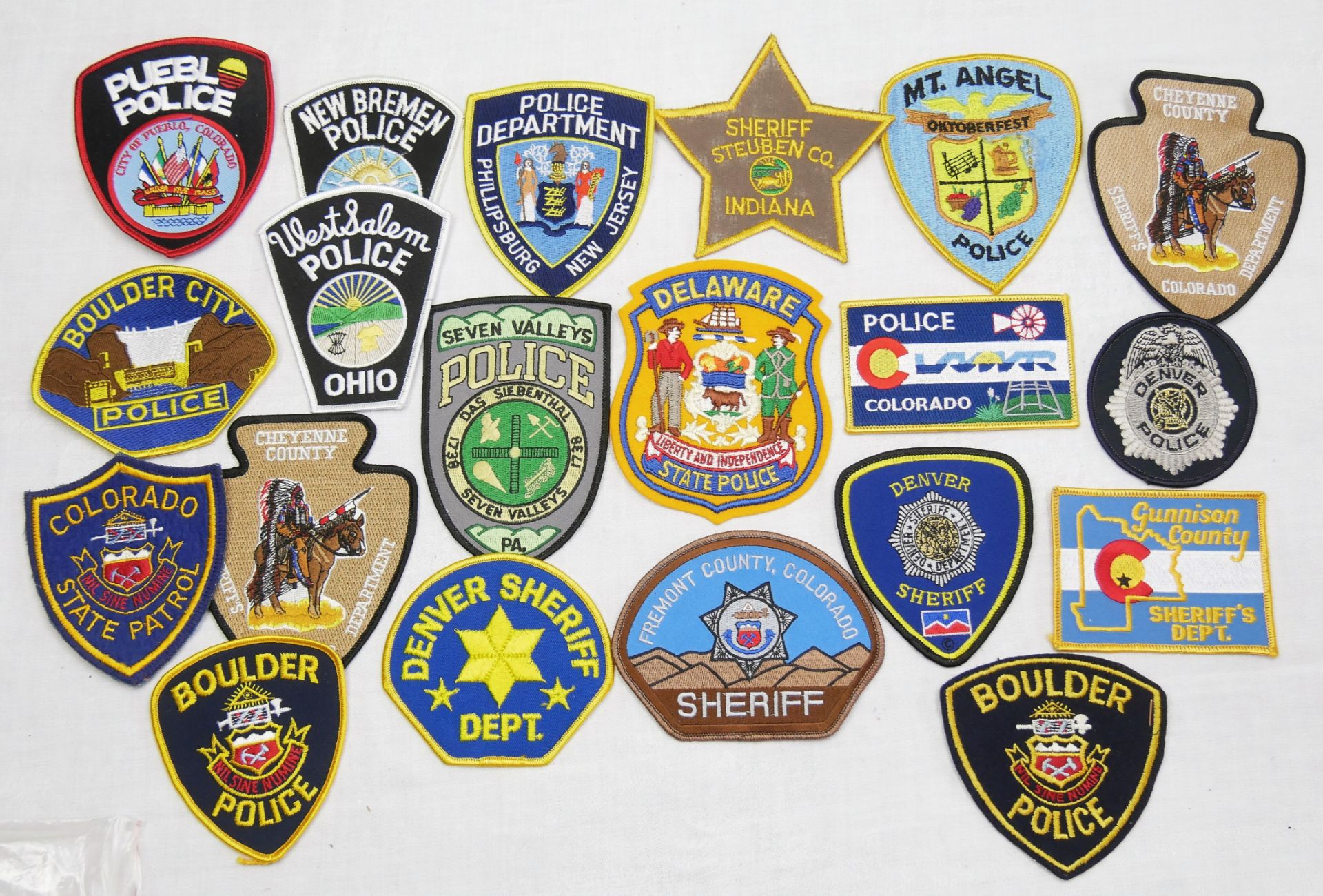 Aus Sammlung! USA Patches, Police Abzeichen. Insgesamt 20 Stück.