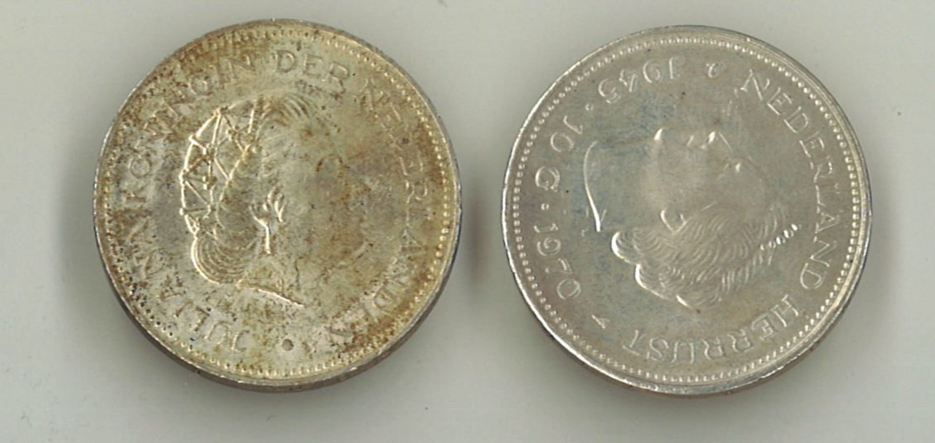 Niederlande 2x Silbermünze, 10 Gulden 1970. Nr. KM 195 Zustand: vz - Image 2 of 2