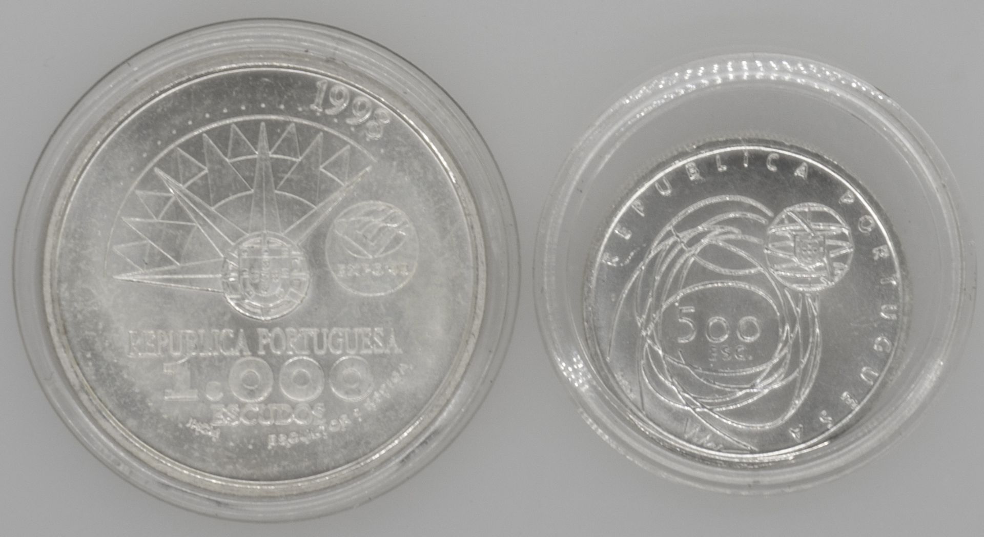 2 Silbermünzen Portugal, 1000 Escudos 1998 und 500 Escudos 2001 - Image 2 of 2