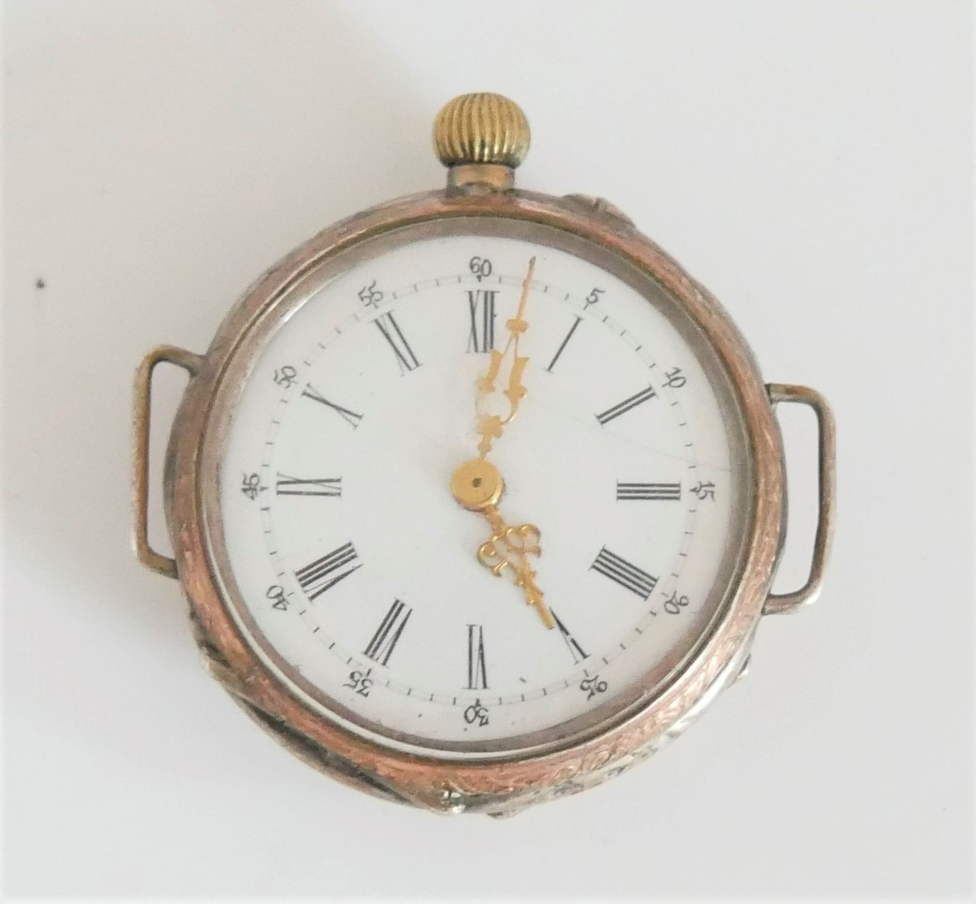 kleine Taschenuhr, 800er Silber als Armbanduhr umgebaut. Funktion geprüft