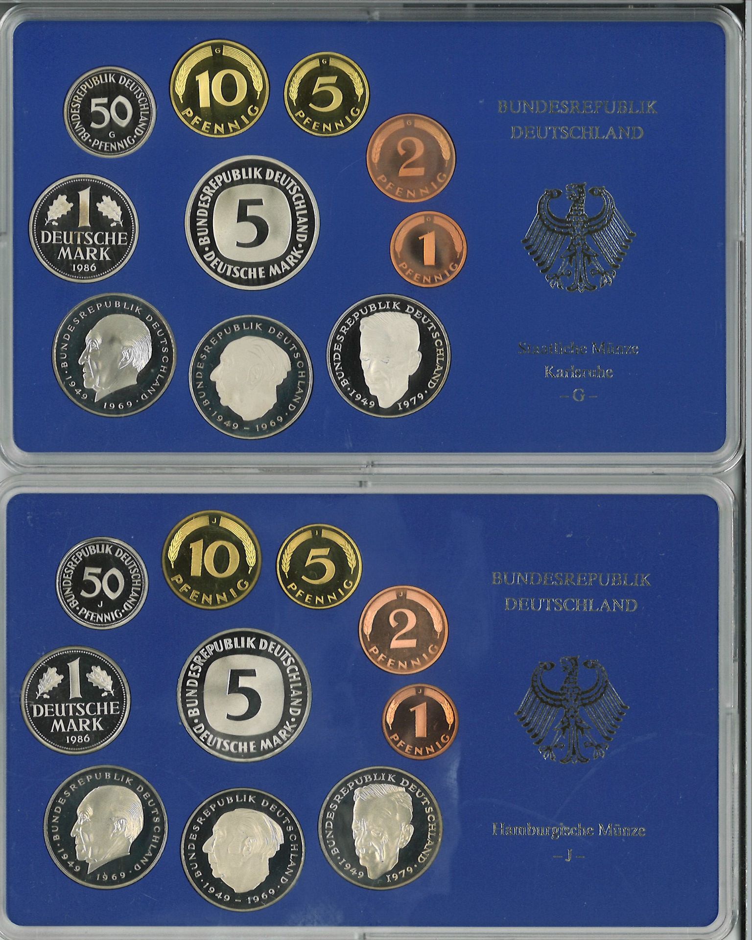 BRD Münzsets Jahrgang 1986, D, F, G und J. Im Original Blister. - Bild 4 aus 4