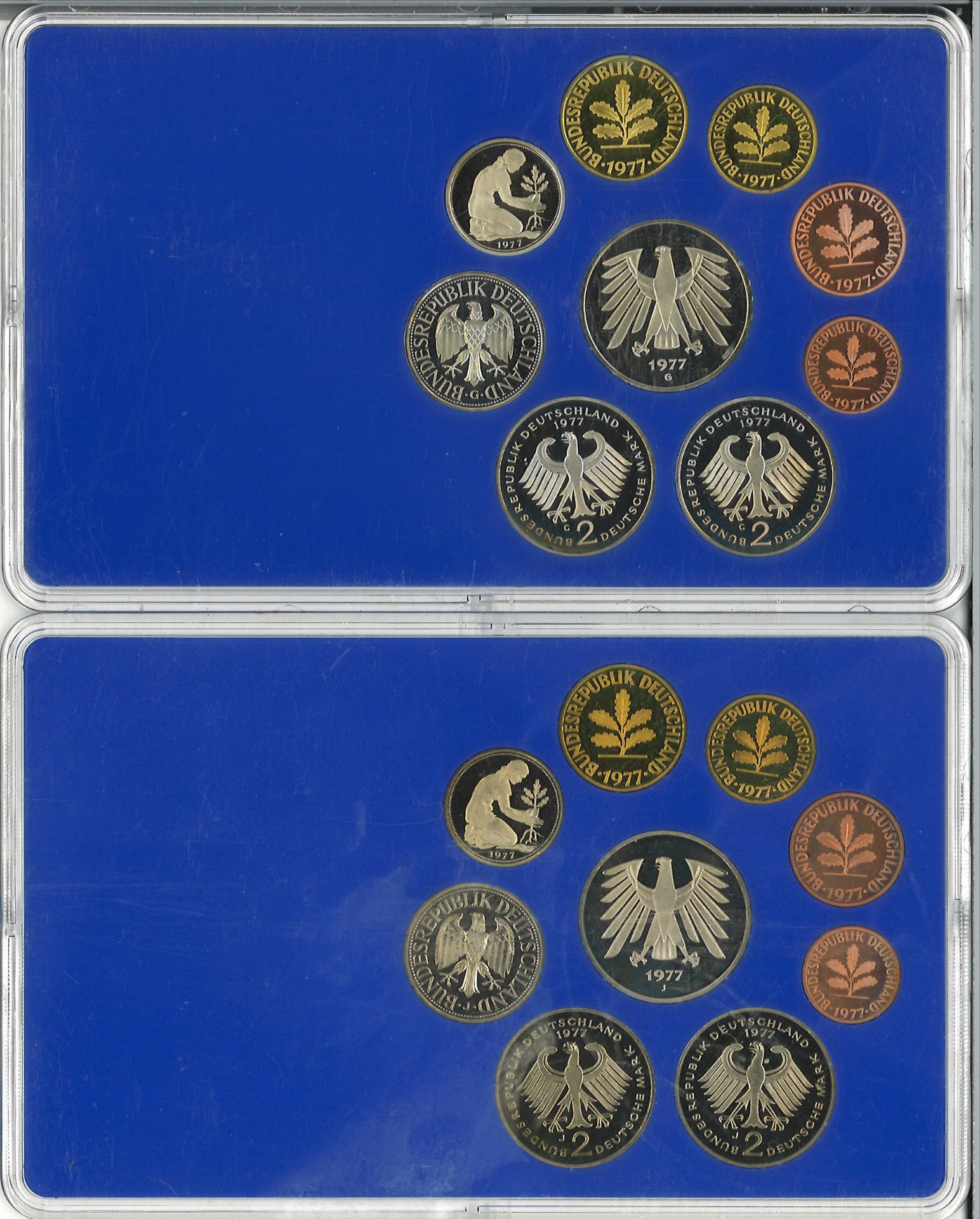 BRD Münzsets Jahrgang 1977, D, F, G und J. Im Original Blister. - Image 3 of 4