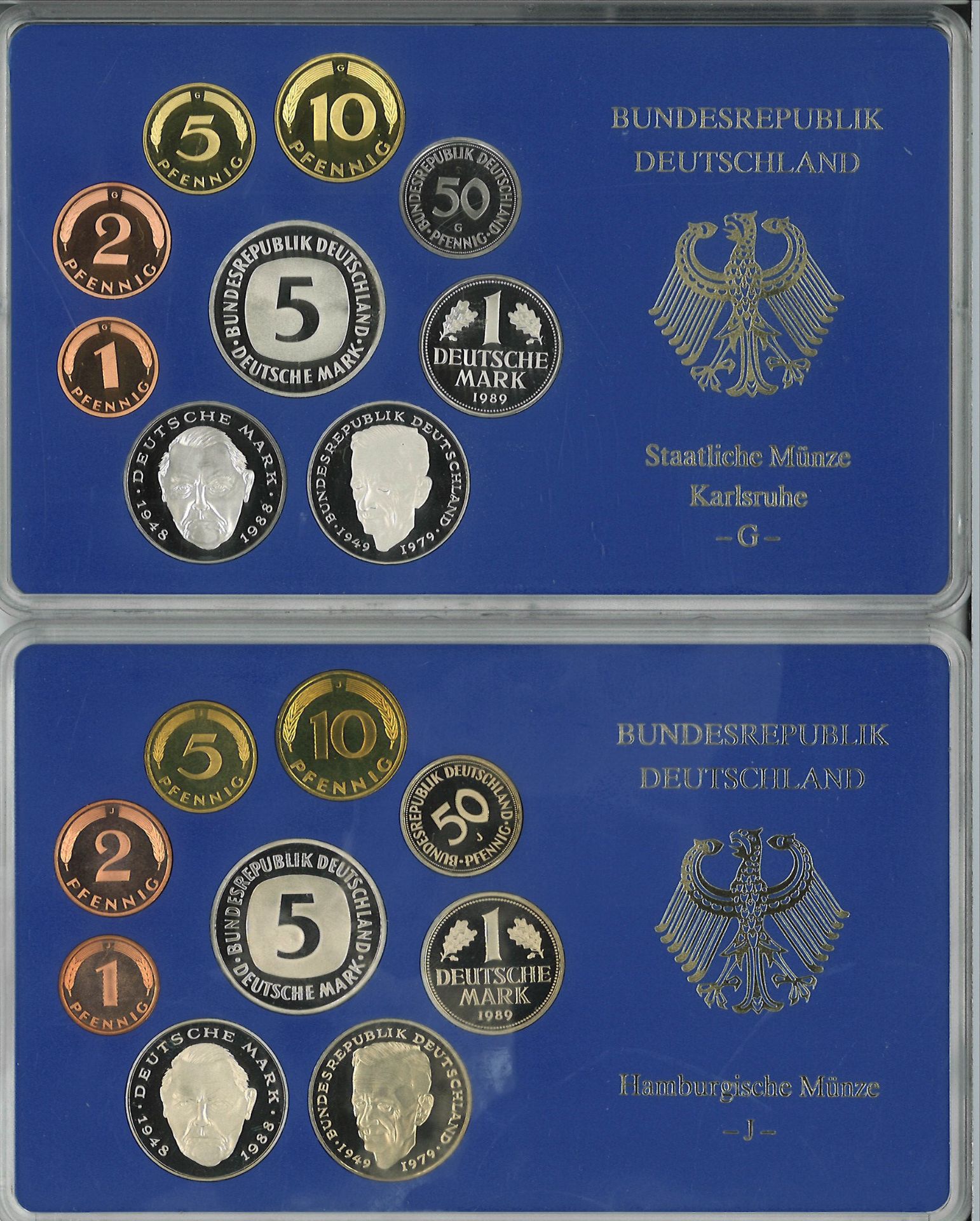 BRD Münzsets Jahrgang 1989, D, F, G und J. Im Original Blister. - Image 4 of 4