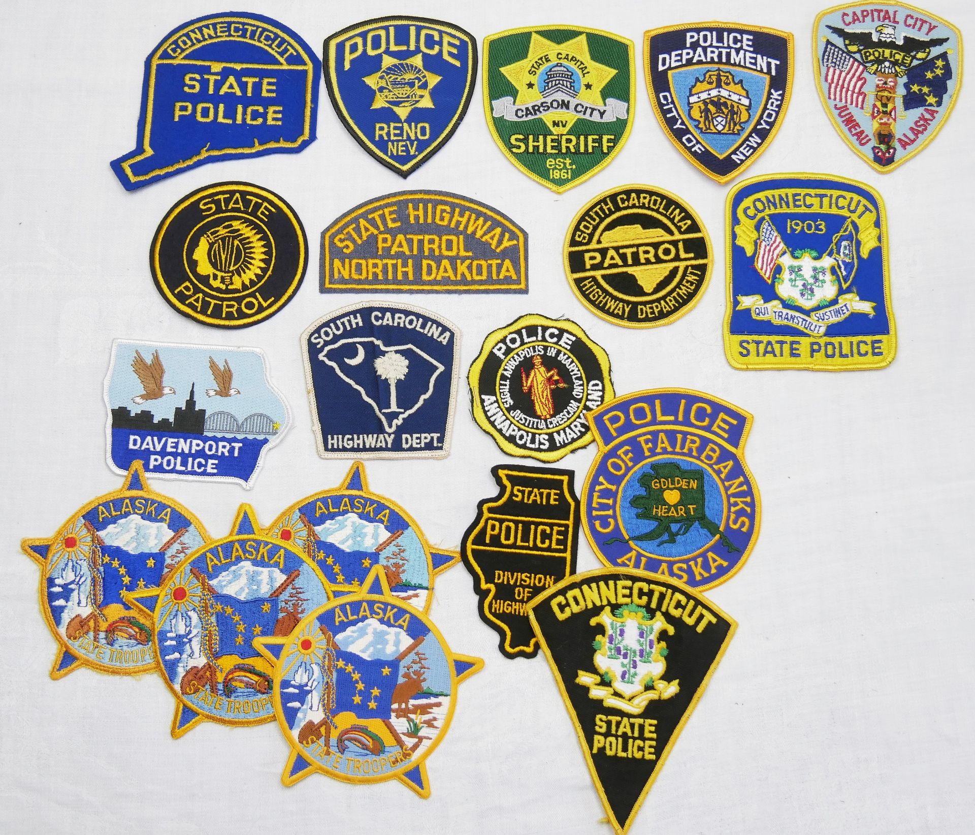 Aus Sammlung! USA Patches, Police Abzeichen. Insgesamt 20 Stück.