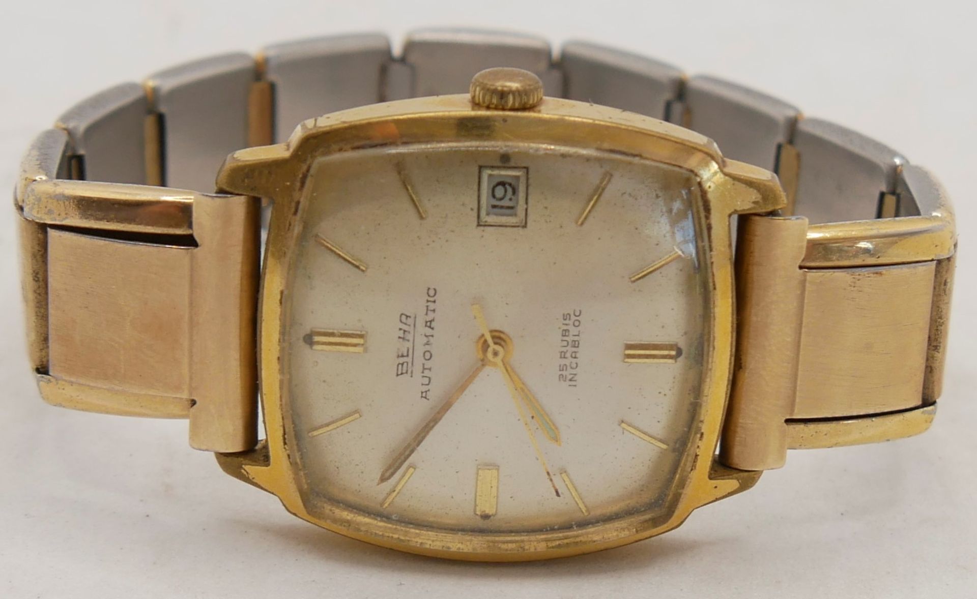 Herrenarmbanduhr BEHA Automatic 25 Rubis, vergoldetet. Zwischen 1960-1969. Getragener Zustand.