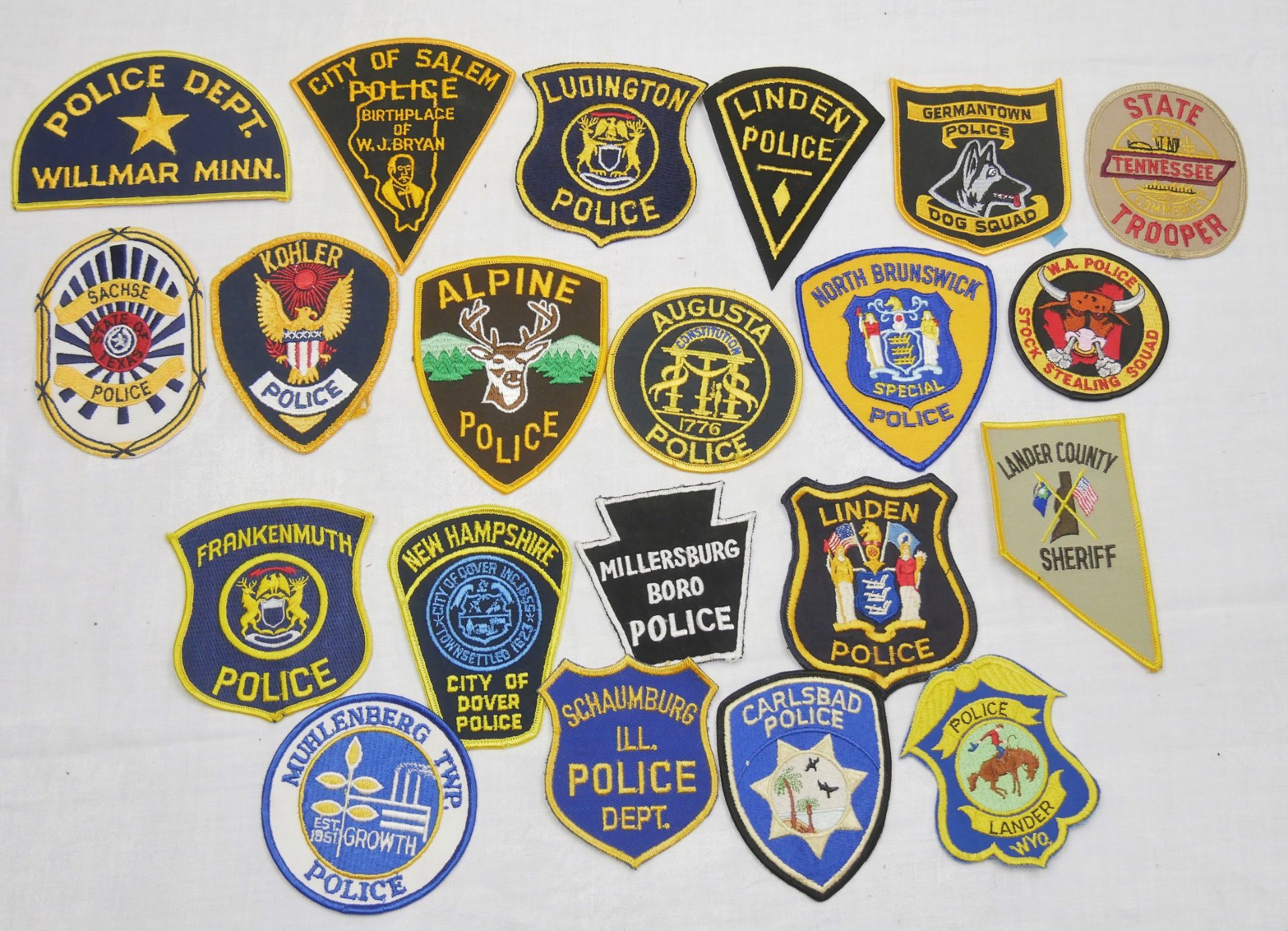 Aus Sammlung! USA Patches, Police Abzeichen. Insgesamt 20 Stück.