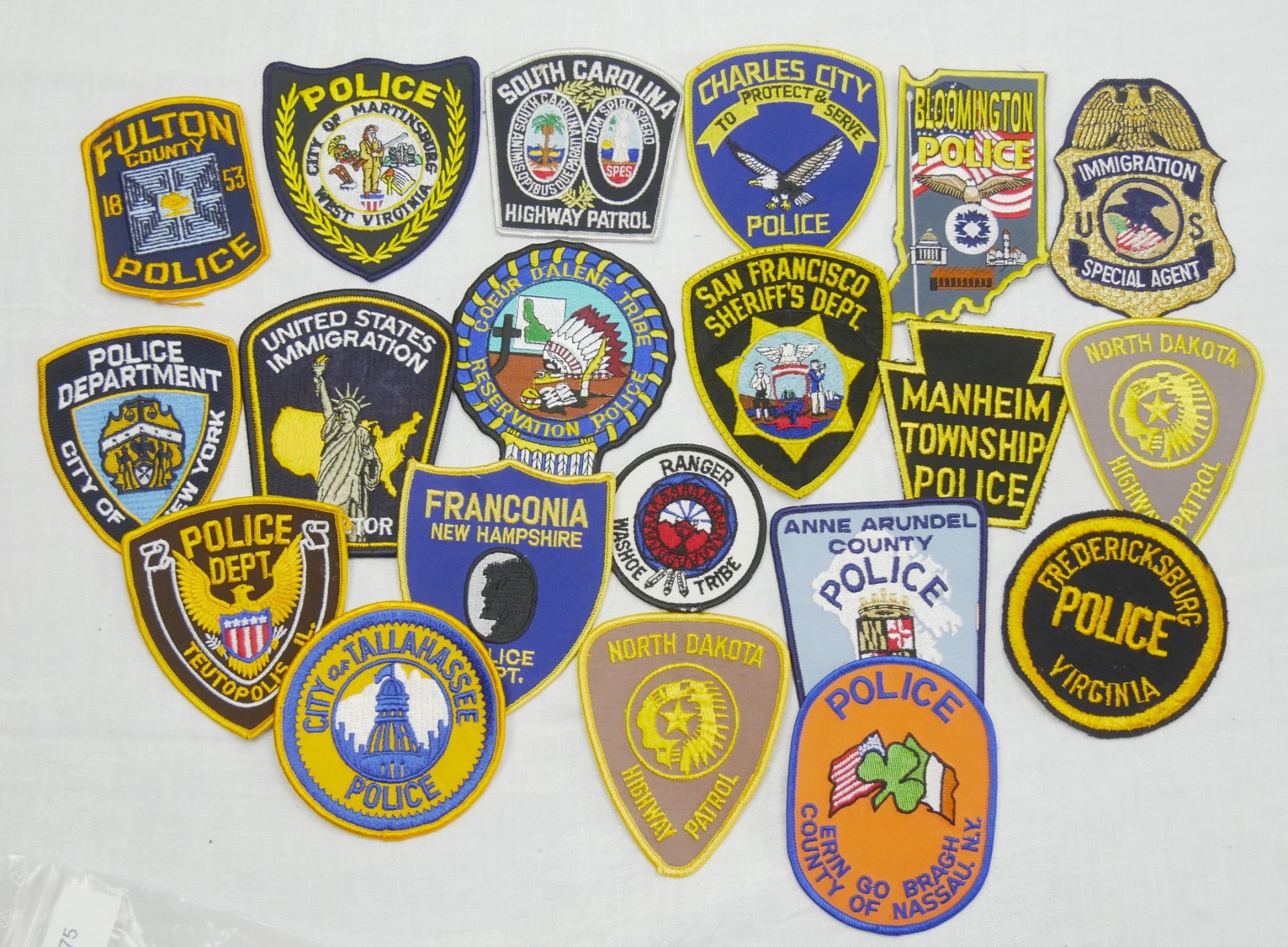 Aus Sammlung! USA Patches, Police Abzeichen. Insgesamt 20 Stück.