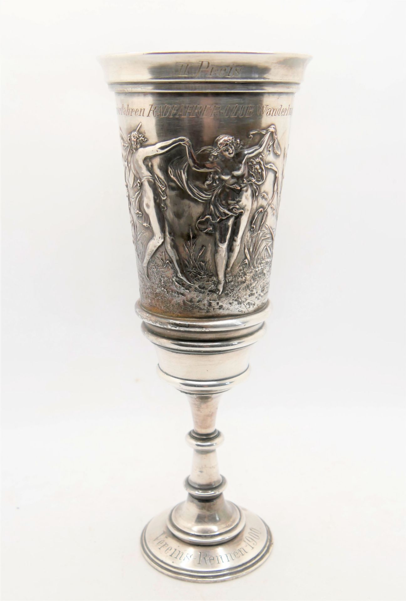 Jugendstil Großer Pokal "Vereins Rennen 1900, 2. Preis, Juniorfahren Radfahrer-Club Wanderlust