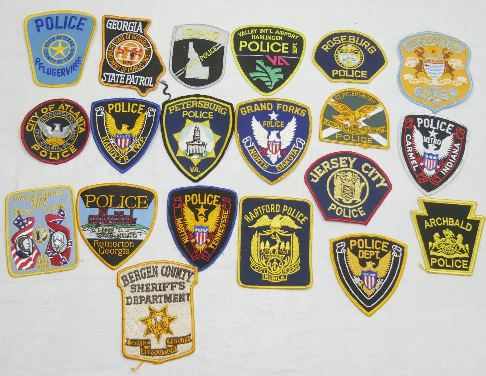 Aus Sammlung! USA Patches, Police Abzeichen. Insgesamt 20 Stück.