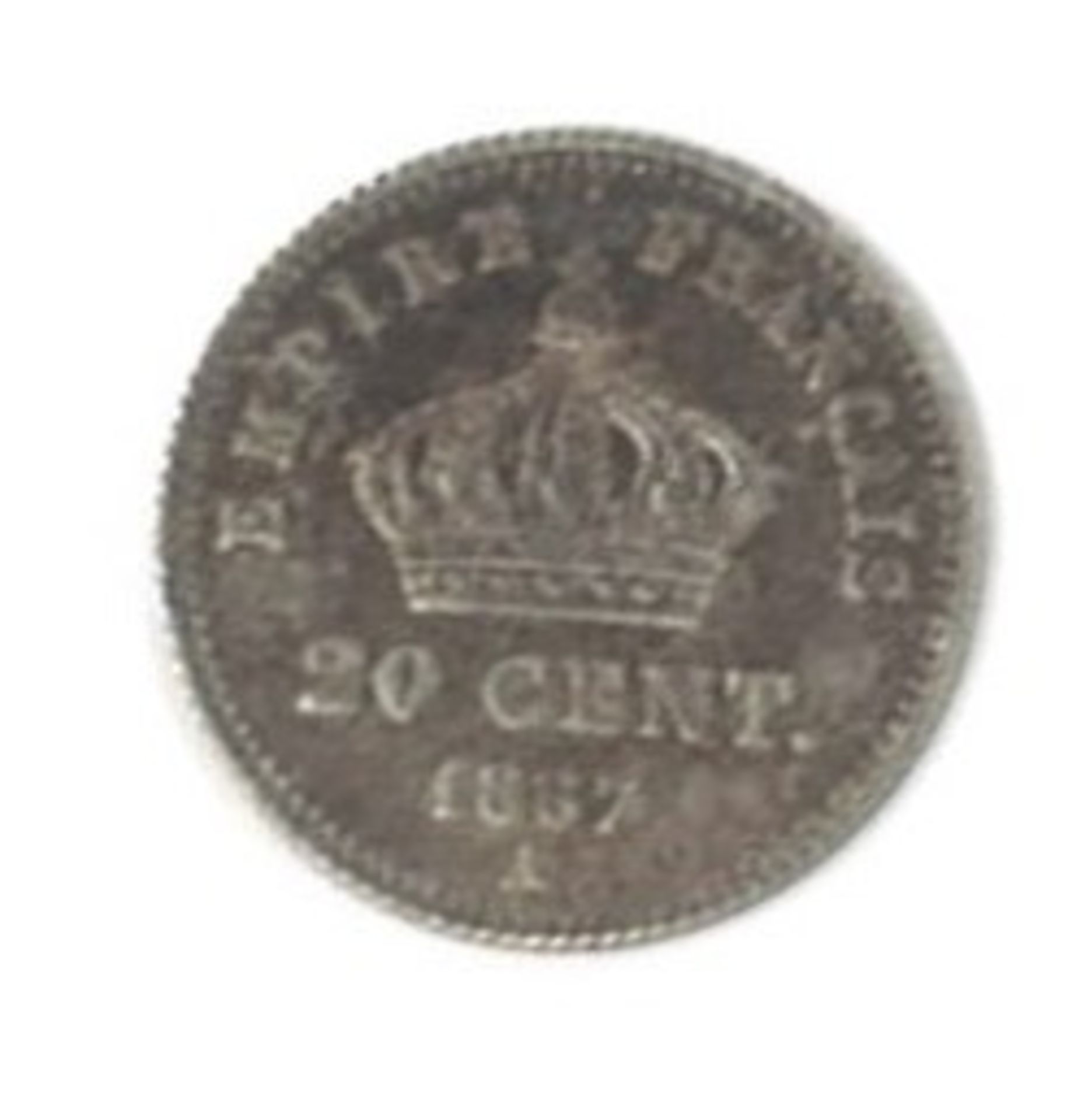 Silbermünze 1867 "Napoleon III", 20 Cent. Zustand: ss-vz - Image 2 of 2