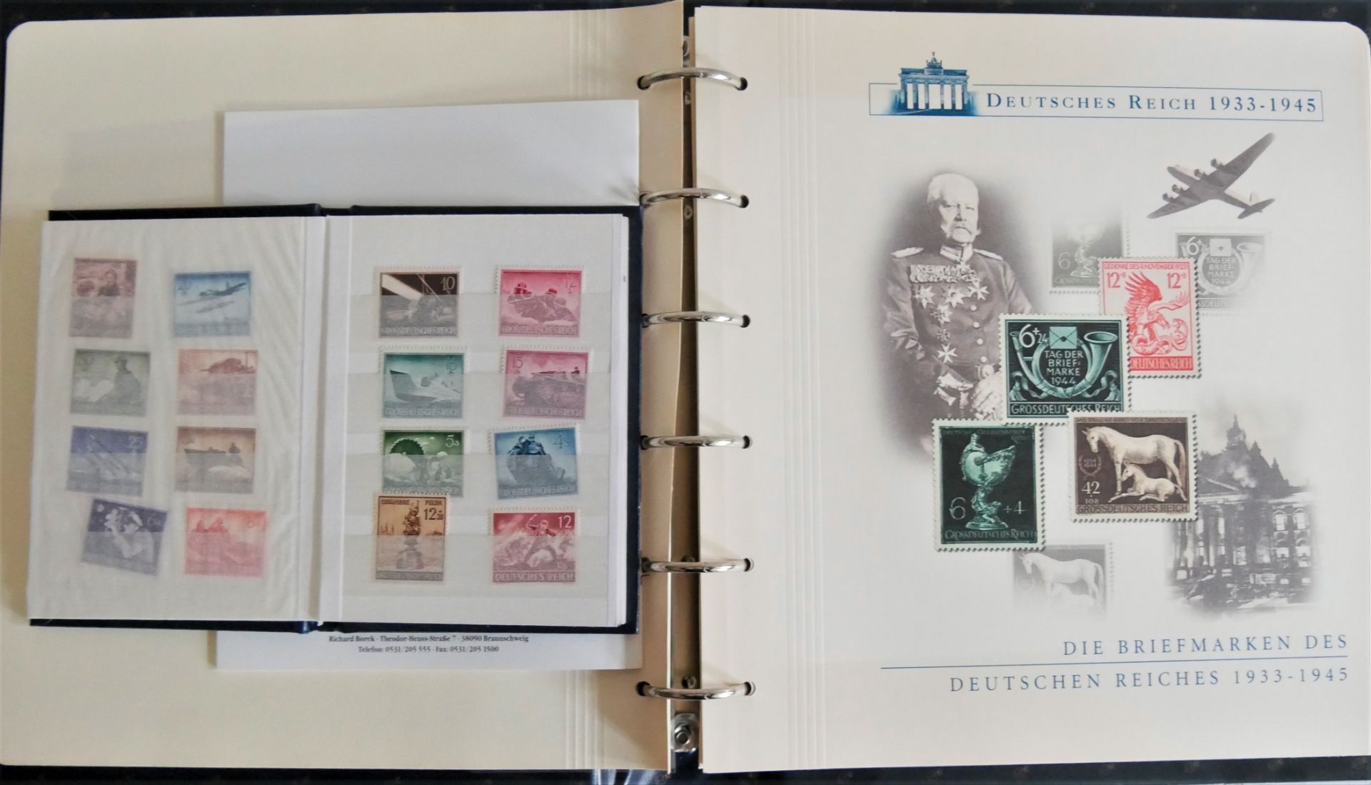 1 Borek Vordruckalbum Deutsches Reich 1933-45 ohne Marken sowie 1 kleines Album mit postfrischen