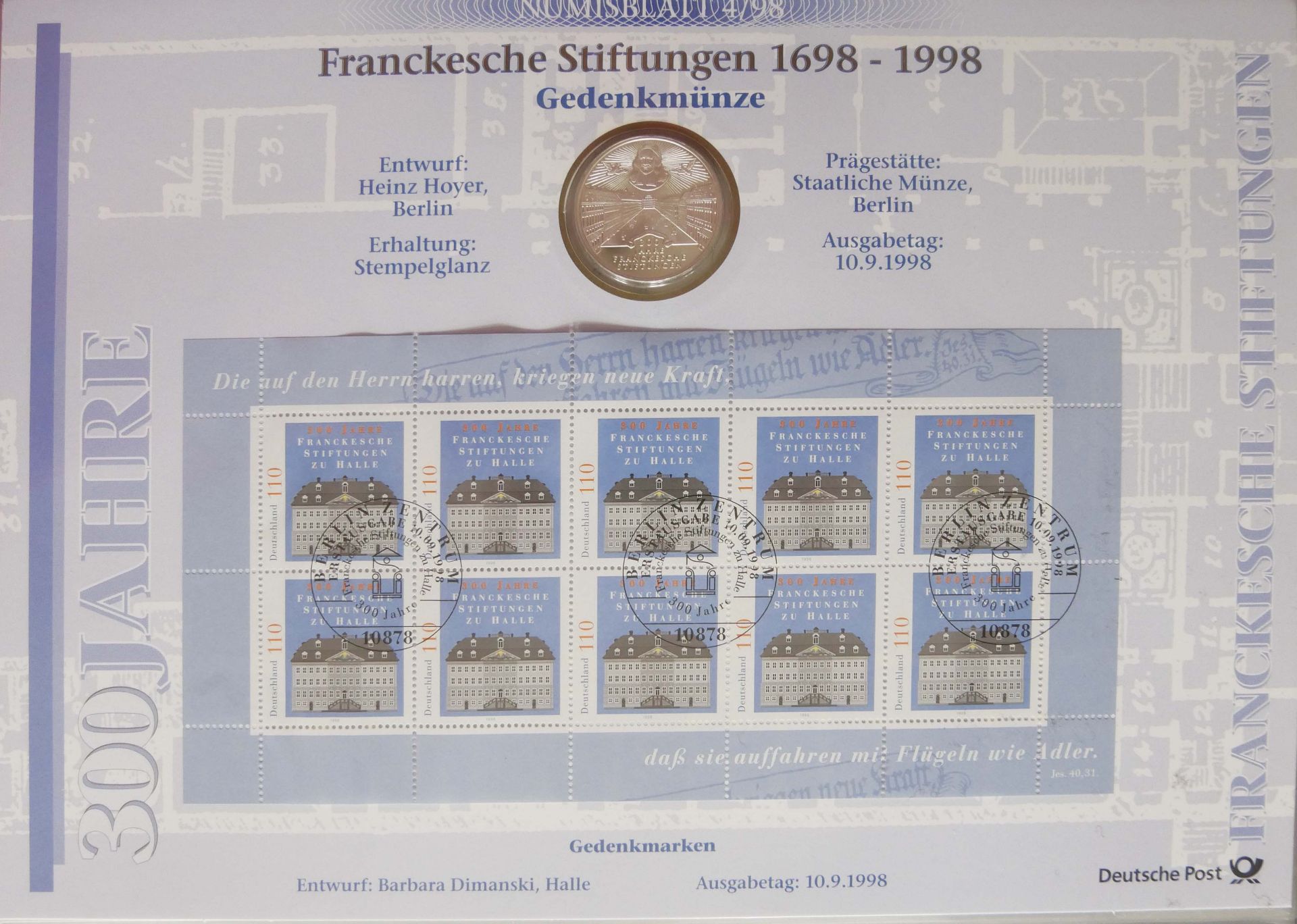 Lot Numisbriefe mit 10er Bögen gestempelt in Original Schuber aus Post-Abo. Guter Zustand, - Image 5 of 5