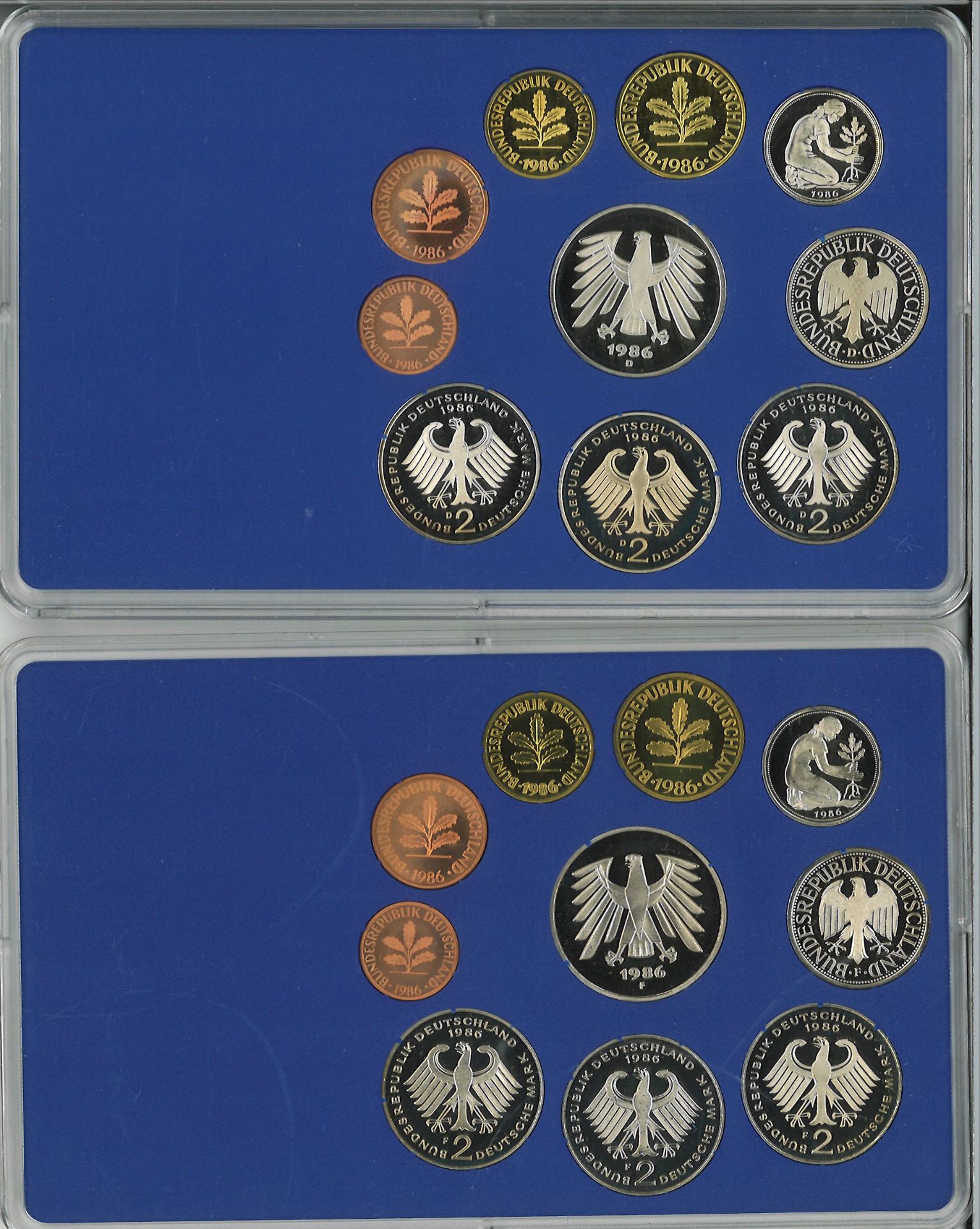 BRD Münzsets Jahrgang 1986, D, F, G und J. Im Original Blister. - Bild 2 aus 4