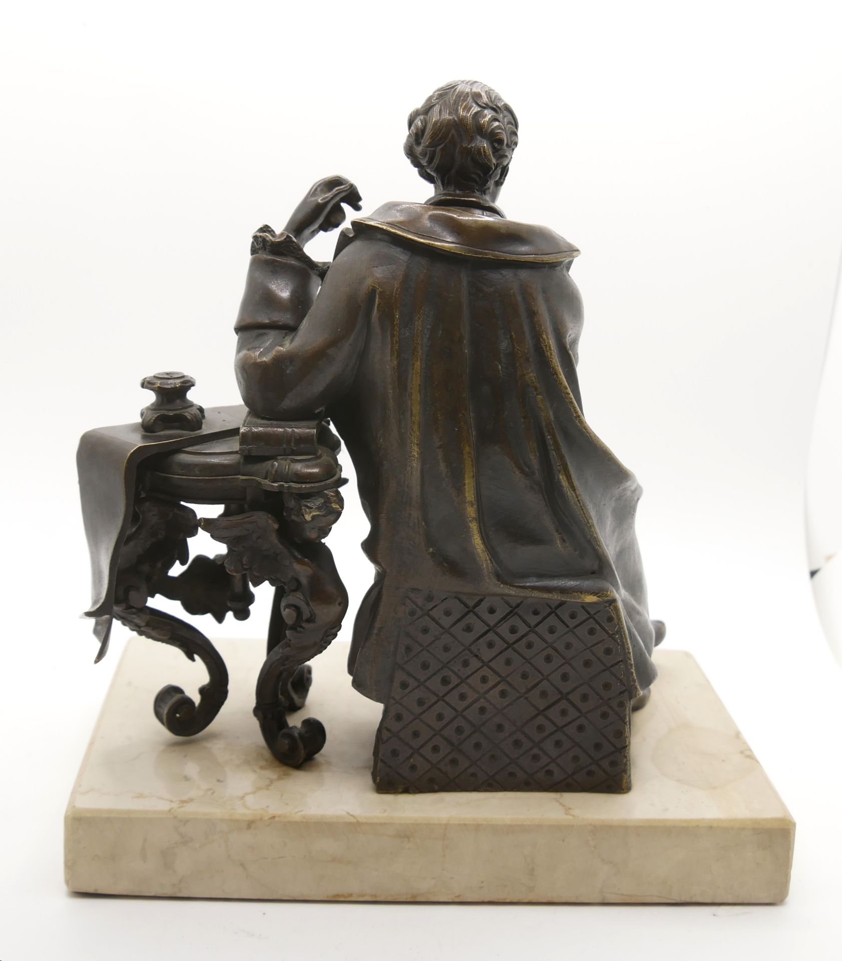Messingfigur bronziert auf einem Marmorsockel aus mehreren Teilen zusammen montiert. Sehr aufwendige - Image 4 of 5