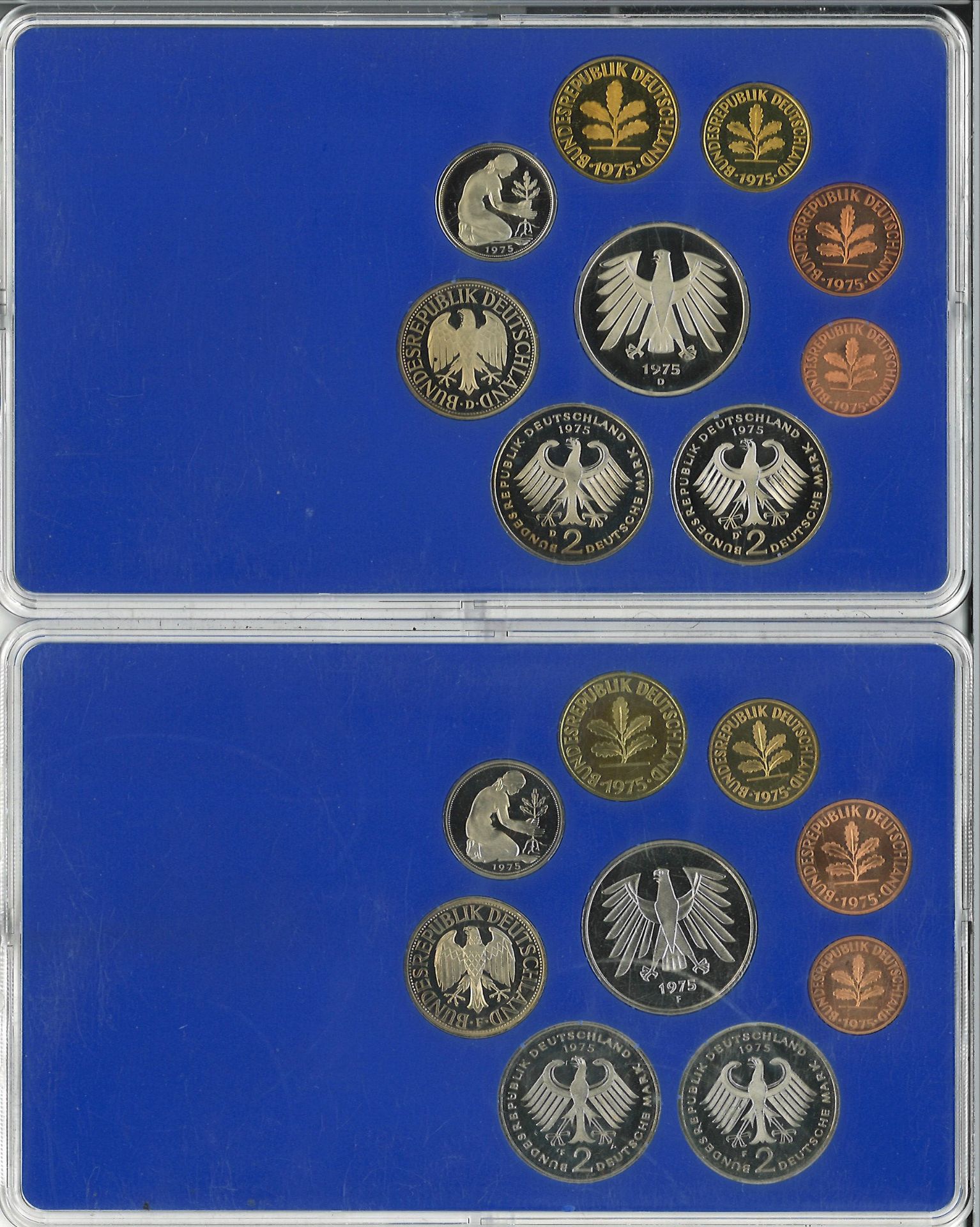 BRD Münzsets Jahrgang 1975, D, F, G und J. Im Original Blister. - Image 2 of 4
