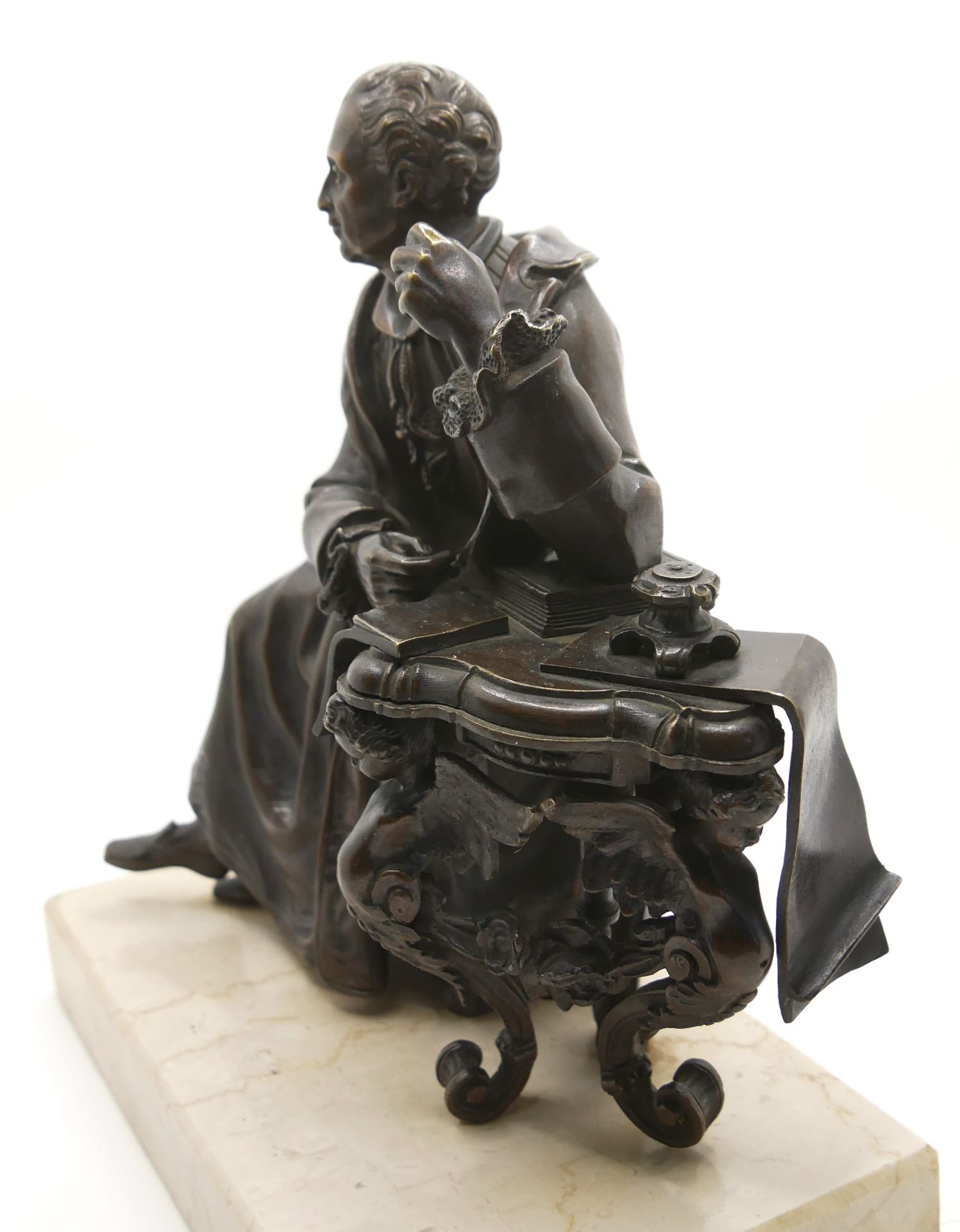 Messingfigur bronziert auf einem Marmorsockel aus mehreren Teilen zusammen montiert. Sehr aufwendige - Image 3 of 5