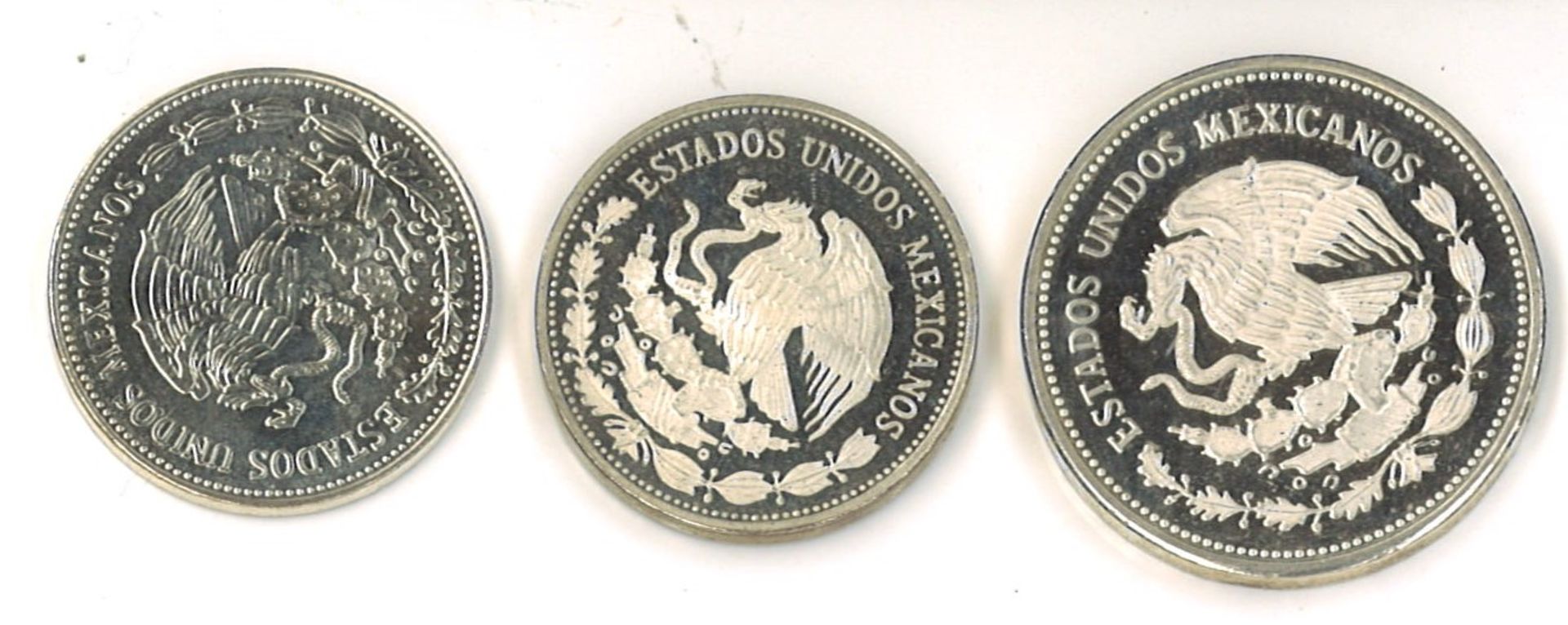 3 Silbermünzen Mexiko "Fußball Wm 1986 Mexiko" 1x 100 Pesos 2x 50 Pesos