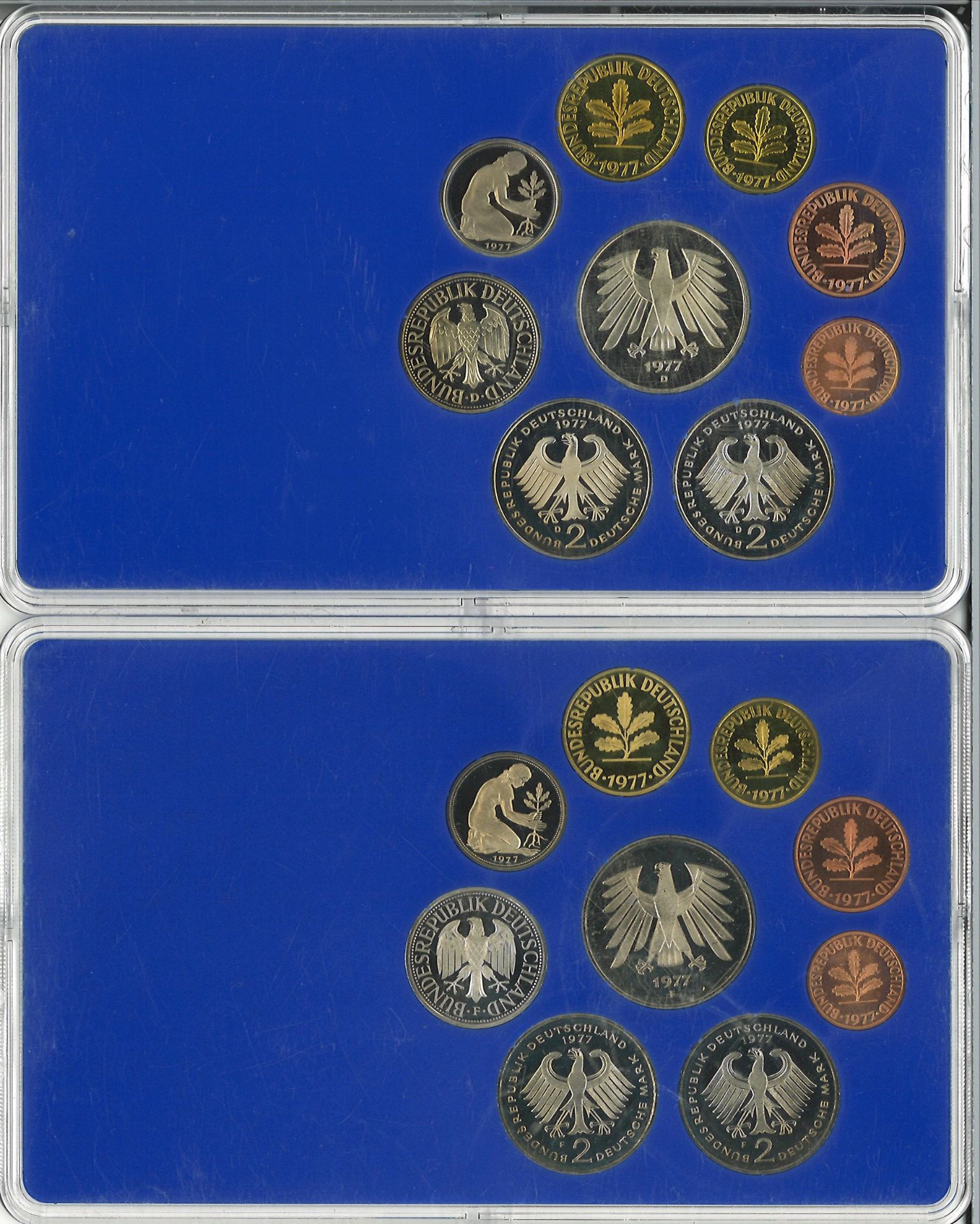 BRD Münzsets Jahrgang 1977, D, F, G und J. Im Original Blister. - Image 2 of 4