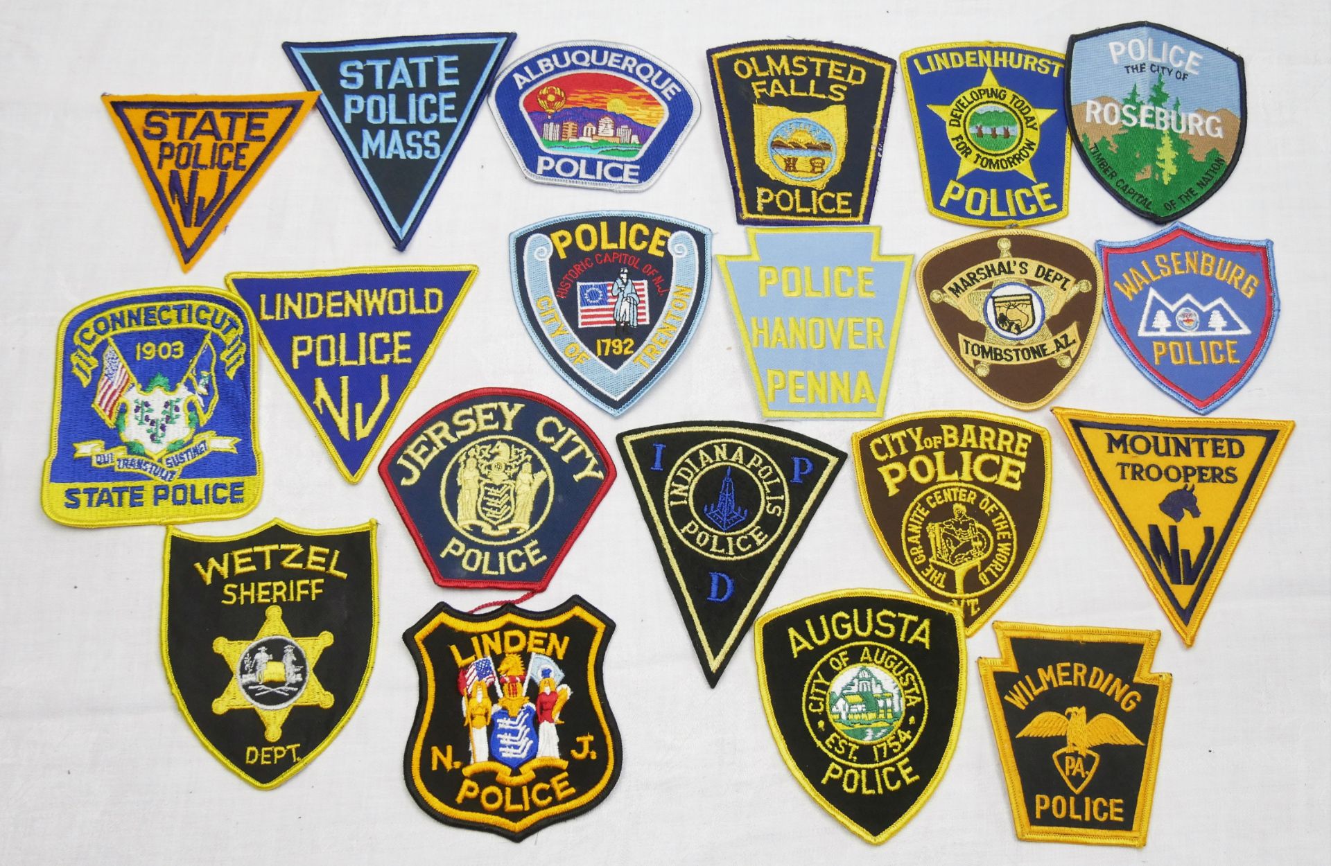 Aus Sammlung! USA Patches, Police Abzeichen. Insgesamt 20 Stück.