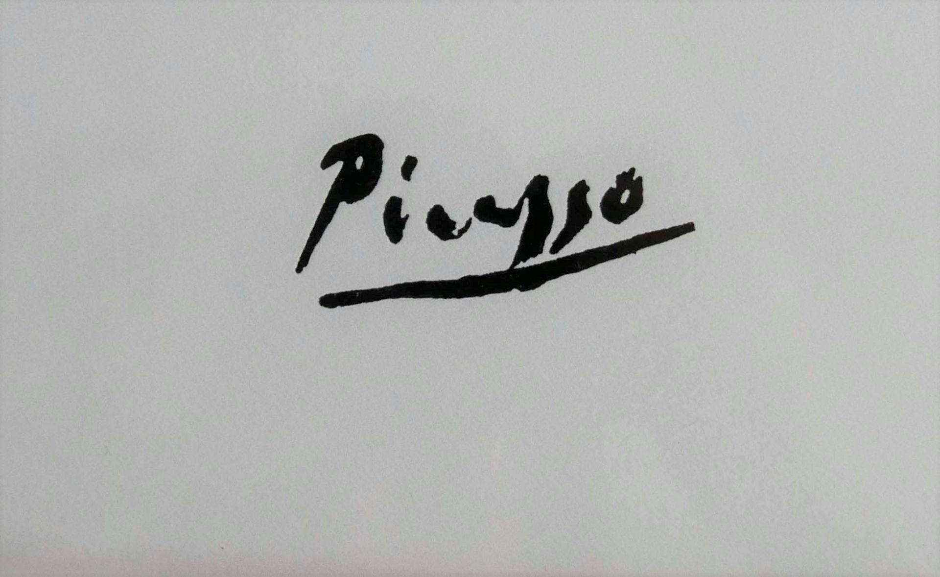 Druck Picasso , hinter Glas gerahmt, im Holzrahmen, Maße ca. 77 cm breit, ca. 94 cm hoch. - Bild 3 aus 3