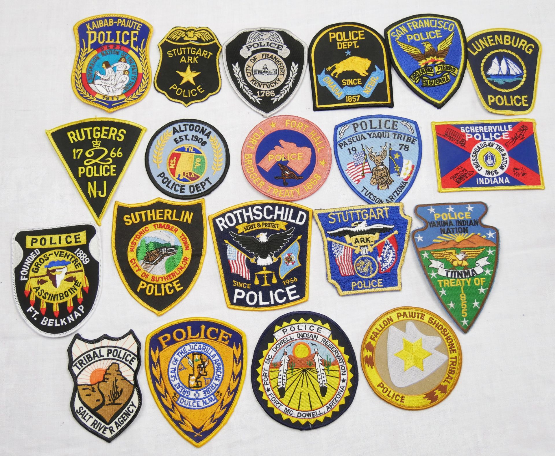 Aus Sammlung! USA Patches, Police Abzeichen. Insgesamt 20 Stück.