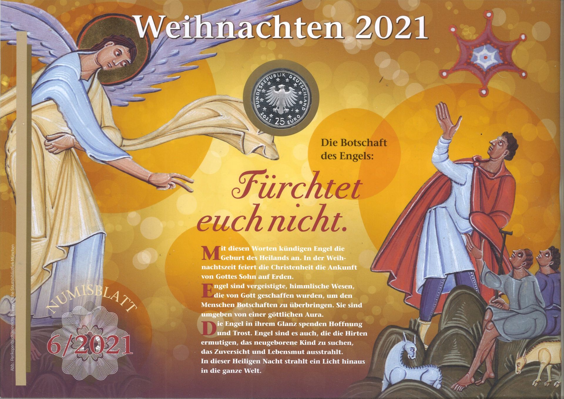 25 Euro Numisblatt WEIHNACHTEN - GEBURT CHRISTI 6/2021 mit 10er Bogen. - Image 2 of 2