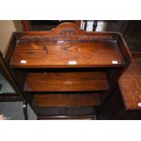 EARLY 20TH CENTURY STAINED PINE OPEN BOOKCASE WITH TWO SHELVES AND TWO CUPBOARD DOORS BELOW.