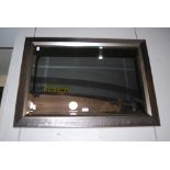 MODERN RECTANGULAR SILVERED MIRROR WITH BEVELLED GLASS PLATE, 90CM LONG.