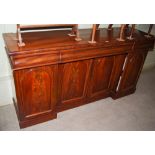 VICTORIAN MAHOGANY SIDEBOARD, WITH THREE BLIND FRIEZE DRAWERS ON INVERTED BREAKFRONT BASE WITH