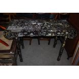 LATE 19TH/ EARLY 20TH CENTURY CHINESE QING DYNASTY MOTHER OF PEARL INLAID ALTAR/ HIGH TABLE, THE TOP