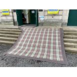 SECTION OF SCOTTISH 'ANTA' CAWDOR FLATWEAVE CARPET IN HEATHER, GREY AND LIGHT GREEN, TOGETHER WITH A