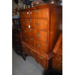 QUEEN ANNE WALNUT AND BOXWOOD LINED CHEST ON STAND, THE UPPER SECTION FITTED WITH TWO SMALL
