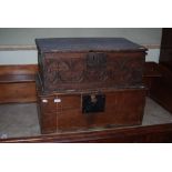 TWO ANTIQUE OAK BIBLE BOXES.