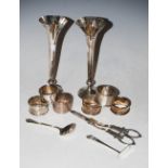 COLLECTION OF SILVER TO INCLUDE PAIR OF BIRMINGHAM SILVER BUD VASES, SHEFFIELD SILVER SPOON AND