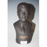 A WEDGWOOD BLACK BASALT BUST OF JOHN F. KENNEDY, PRESIDENT OF THE UNITED STATES 1961-1963