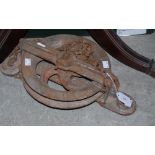 RAILWAYANA - A VINTAGE CAST IRON GROUND PULLEY WHEEL PROVENANCE: RECOVERED FROM MILNATHORT STATION