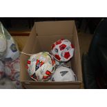 GROUP OF SEVEN SIGNED FOOTBALLS INCLUDING BENFICA, PERU NATIONAL, TOGETHER WITH FOUR SIGNED BALLS