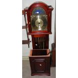 MODERN MAHOGANY LONGCASE CLOCK BY 'FENCLOCKS', THE BREAK-ARCH DIAL WITH CONSTELLATION PHASE, 180CM