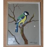 •AR RALSTON GUDGEON (SCOTTISH 1910 - 1984) GREAT TIT WATERCOLOUR AND GOUACHE ON PAPER, SIGNED