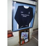 GROUP OF FOUR PIECES OF SIGNED SPORTING MEMORABILIA, INCLUDING A SIGNED SCOTLAND FOOTBALL TOP, ITALY