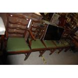 SET OF 19TH CENTURY MAHOGANY RIBBON-BACKED DINING CHAIRS, EACH WITH FOUR SPLIT RIBBON BACK RAILS,