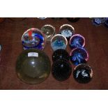 COLLECTION OF TEN ASSORTED SCOTTISH PAPERWEIGHTS TO INCLUDE CAITHNESS GLASS MILLENNIUM CARNIVAL