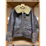 BOX - WWII PERIOD LEATHER AND SHEEPSKIN JACKET, FLYING SUIT, PILOTS CAP, UNDER GARMENT WEAR,
