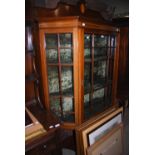 EARLY 20TH CENTURY MAHOGANY SHERATON STYLE GLAZED DISPLAY CABINET/ VITRINE, THE TOP BREAK-ARCH