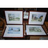 SET OF EIGHT THELWELL HORSE CARTOON PRINTS, EACH IN A BURR YEW STYLE FRAME, EACH WITH LABEL OF
