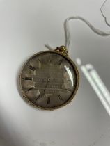 A FRENCH 19TH CENTURY YELLOW METAL CASED OPEN-FACED POCKET WATCH SIGNED AIGUILLES, WITH ENGINE