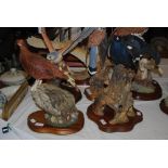 TWO LARGE SCOTTISH ART PAINTED RESIN FIGURES INCLUDING A FIGURE OF A RED GROUSE AND A FIGURE OF A