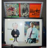 FOOTBALL MEMORABILIA - A SIGNED PHOTOGRAPH AND SIGNED CARICATURE OF SIR ALEX FERGUSON, TOGETHER WITH