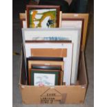LARGE GROUP OF MIXED FRAMED PICTURES INCLUDING SEVERAL SIGNED PRINTS BY JOHN BUSBY, TOGETHER WITH