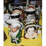 SET OF ROYAL DOULTON CHARACTER JUGS OF HENRY VIII AND HIS SIX WIVES, TOGETHER WITH A CHARACTER JUG